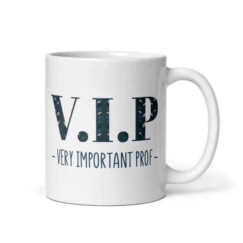 Mug "VIP Very Important Prof" | Cadeau Prof Bleu-Gris