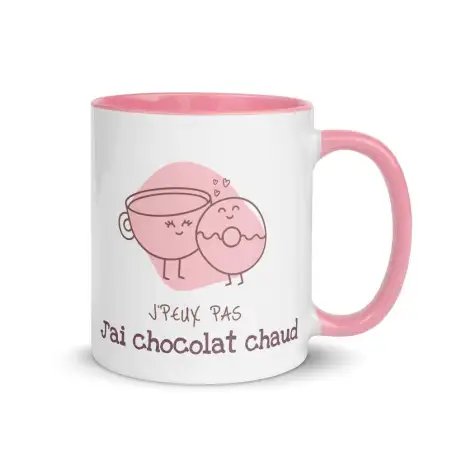 Mug "J'peux pas j'ai chocolat chaud" | Version Rose Mignonne