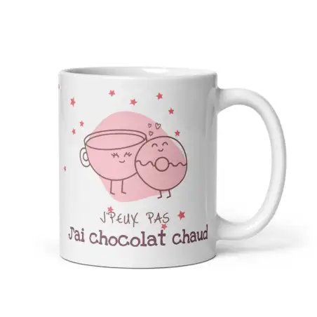 Mug "J'peux pas j'ai chocolat chaud" | Cadeau Humour & Cocooning