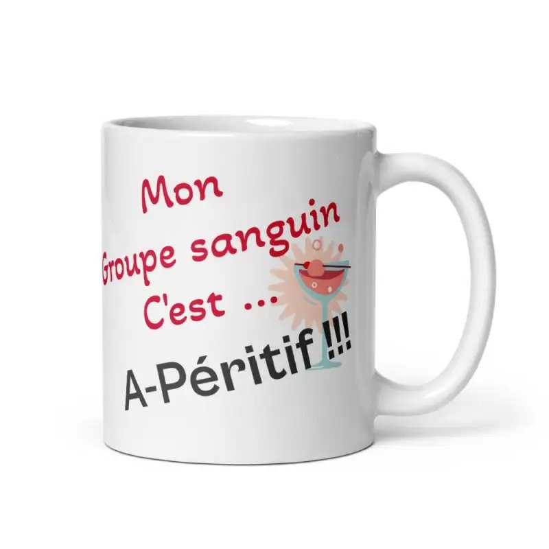 Mug "Groupe Sanguin A-péritif" | Cadeau Humour Apéro