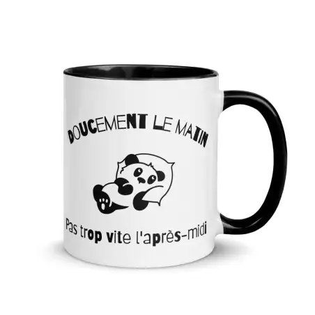 Mug "Doucement le matin" Panda | Version Design Noire