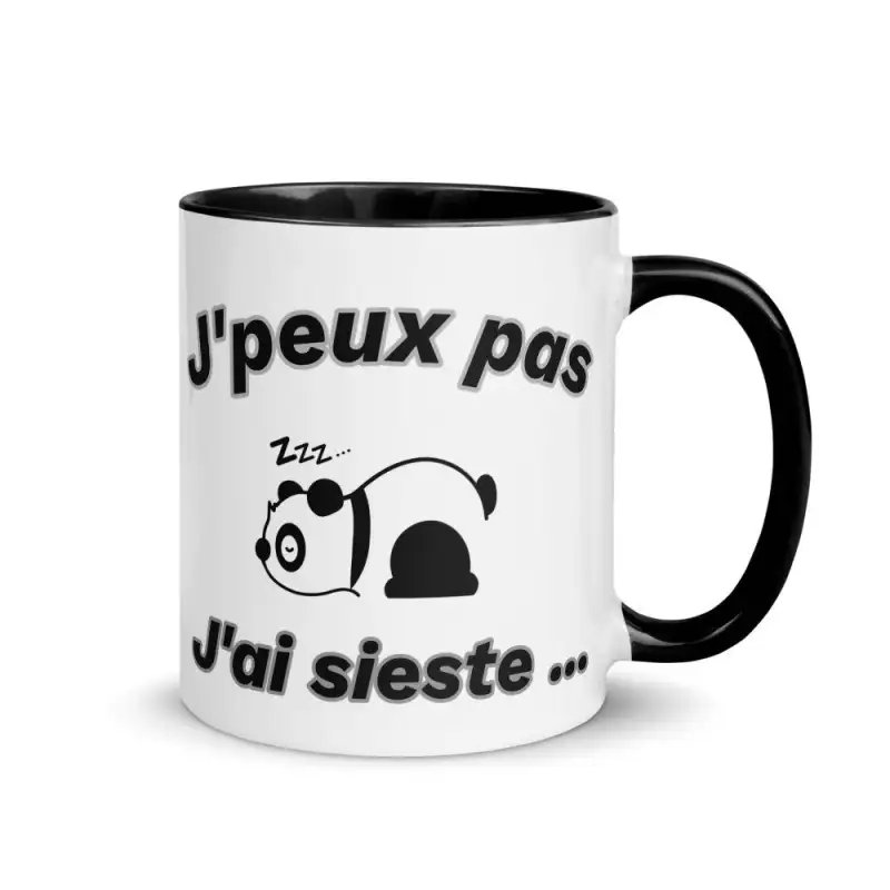 Mug "J'peux pas j'ai sieste" Panda | Version Design Noire