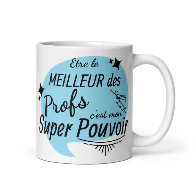 Mug "Prof Super Pouvoir" | Cadeau Prof Homme Bleu