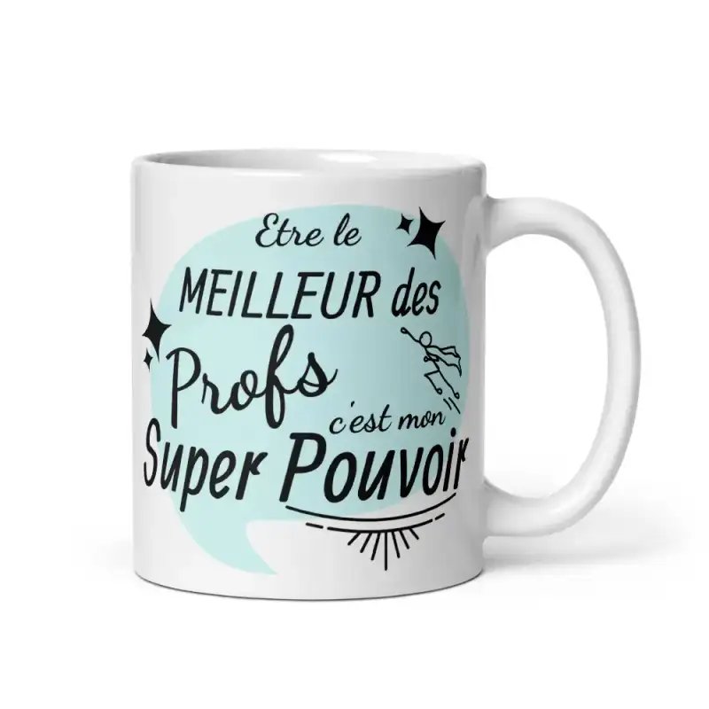Mug "Prof Super Pouvoir" | Cadeau Prof Homme Turquoise