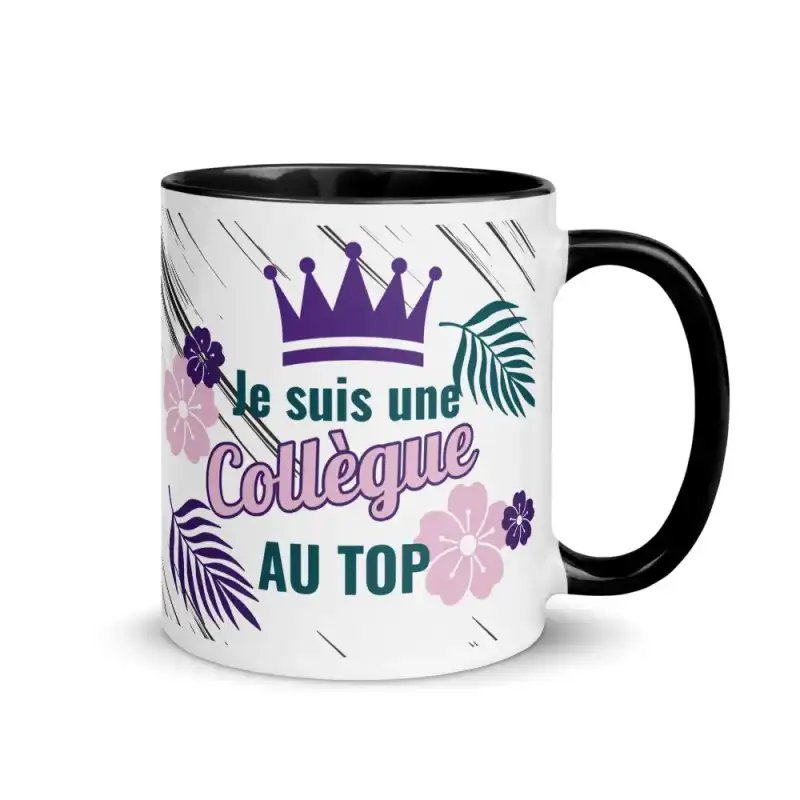 Mug "Collègue au Top" Noir | Cadeau Collègue Femme Design