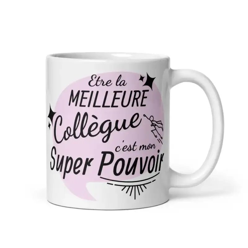 Mug "Collègue Super Pouvoir" | Cadeau Femme Rose