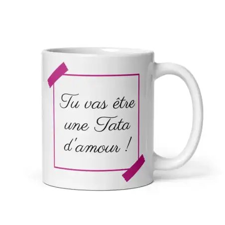 Mug "Tu vas être Tata" | Annonce Tendre Rose