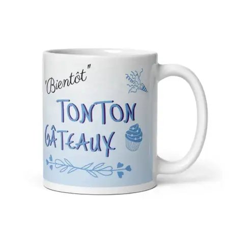 Mug "Bientôt Tonton Gâteaux" | Cadeau Tonton Douceur Bleu