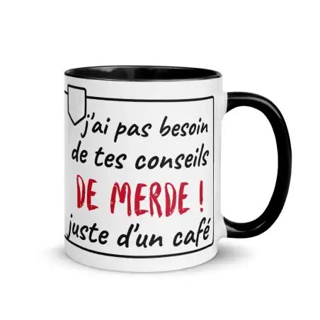 Mug Pas de Conseil Noir : Tasse Originale et Unique | e-kado