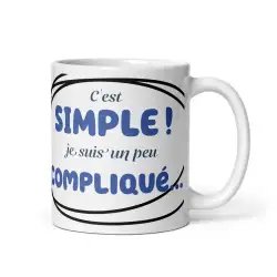 Mug "Je suis compliqué" | Cadeau Homme Bleu Épuré