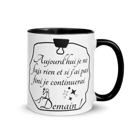 Mug "Aujourd'hui je ne fais rien" | Version Design Noire