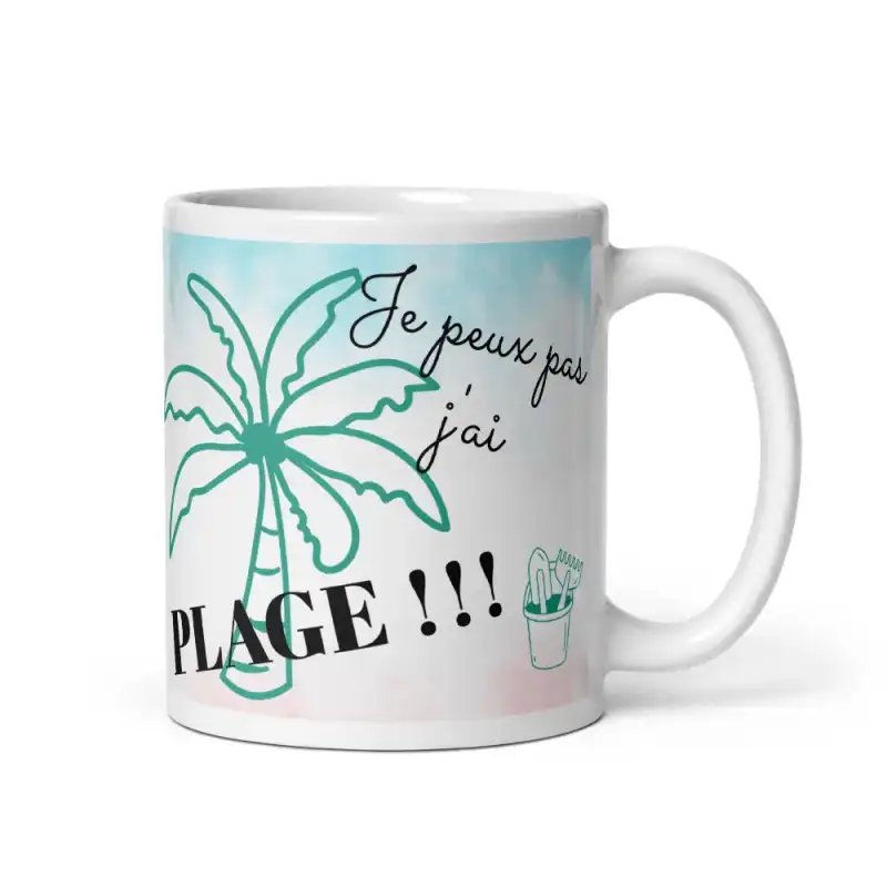 Mug "J'peux pas j'ai plage" | Cadeau Humour Plage & Vacances