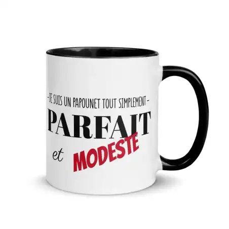 Mug "Papounet Parfait et Modeste" | Cadeau Tendre & Drôle Papa