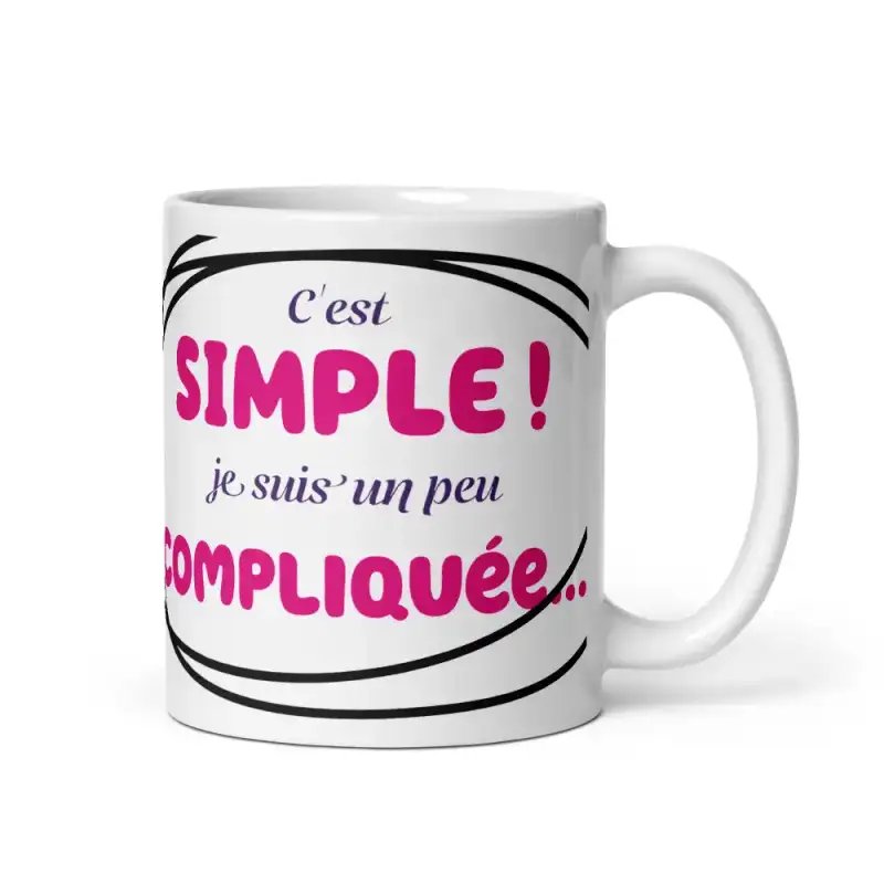 Mug "Je suis compliquée" | Cadeau Femme Rose Chic