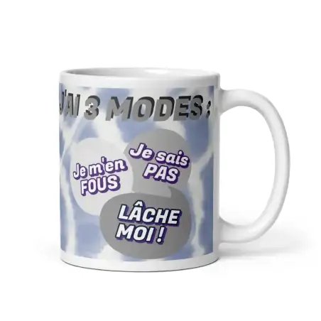 Mug Humour "Mes 3 Modes" | Version Design Grise