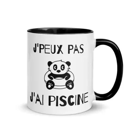 Mug "J'peux pas j'ai piscine" Panda | Version Design Noire