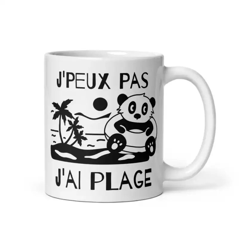 Mug "J'peux pas j'ai plage" Panda | Cadeau Humour Mignon