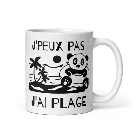 Mug "J'peux pas j'ai plage" Panda | Cadeau Humour Mignon