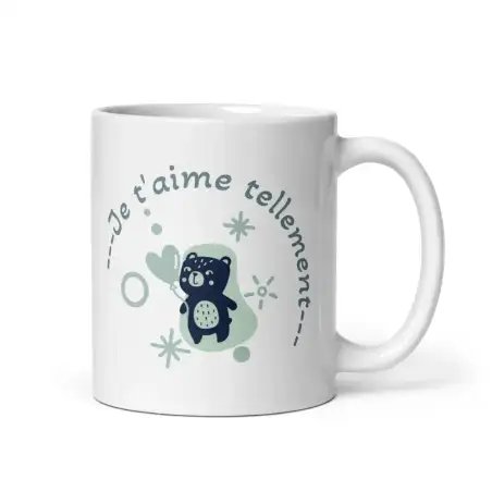 Mug "Je t'aime tellement" | Cadeau d'Amour Naturel Vert