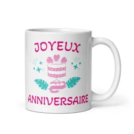 Mug "Joyeux Anniversaire" | Cadeau d'Anniversaire Rose Festif