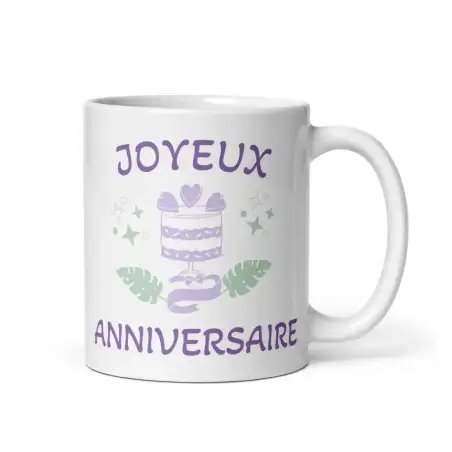 Mug "Joyeux Anniversaire" | Cadeau d'Anniversaire Mauve Douceur