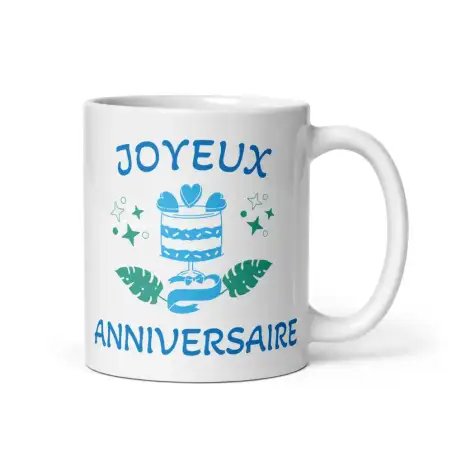 Mug "Joyeux Anniversaire" | Cadeau d'Anniversaire Bleu Élégant