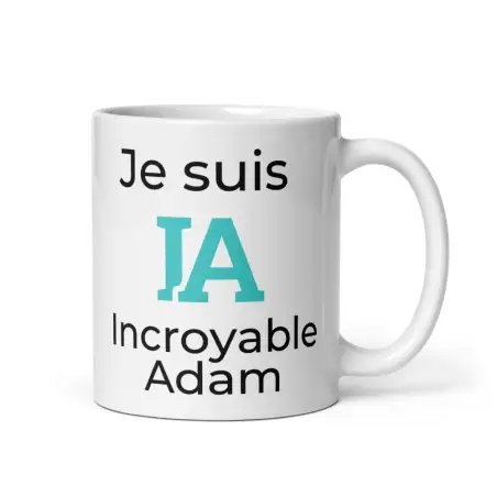 Mug Prénom "Incroyable Adam" I.A. | Style Design Turquoise