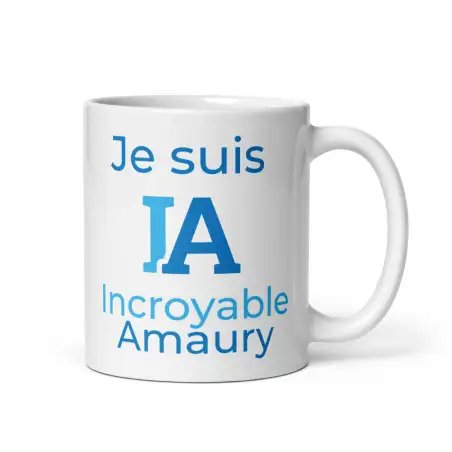 Mug Prénom "Incroyable Amaury" I.A. | Style Bleu Bicolore