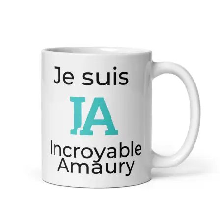 Mug Prénom "Incroyable Amaury" I.A. | Style Design Turquoise