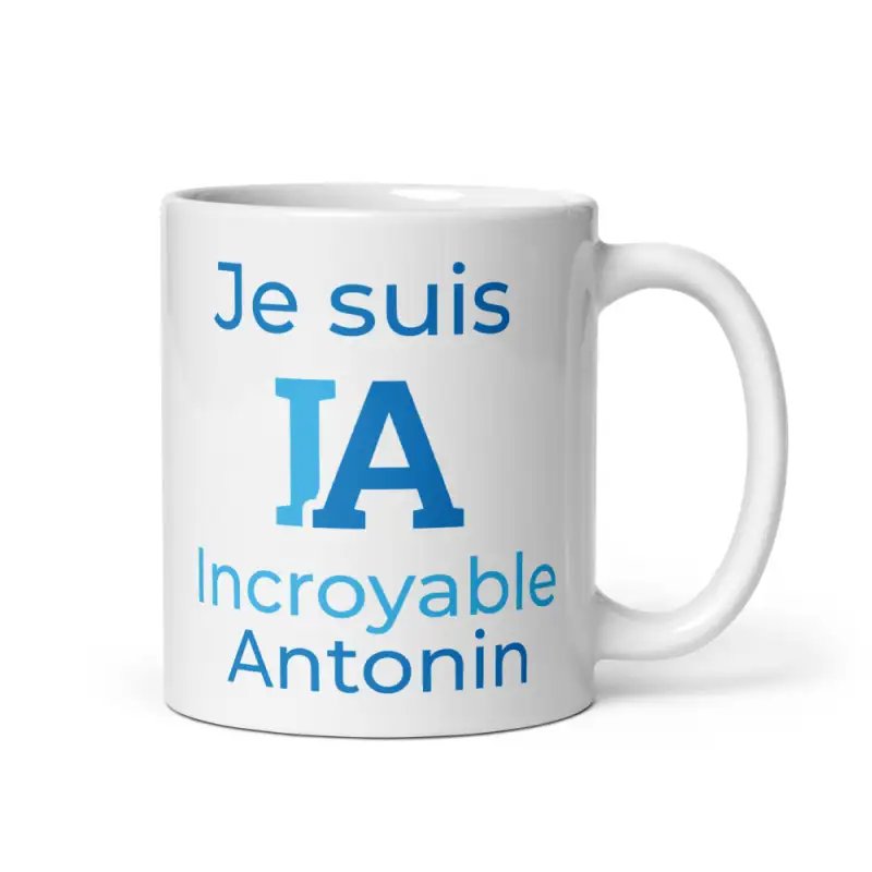 Mug Prénom "Incroyable Antonin" I.A. | Style Bleu Bicolore