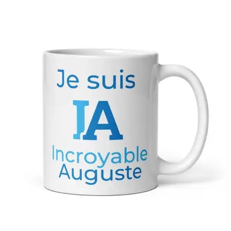 Mug Prénom "Incroyable Auguste" I.A. | Style Bleu Bicolore