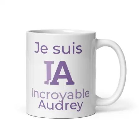 Mug Prénom "Incroyable Audrey" I.A. | Style Mauve Douceur