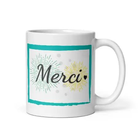 Mug "Merci" Style Carte | Cadeau Remerciement Turquoise