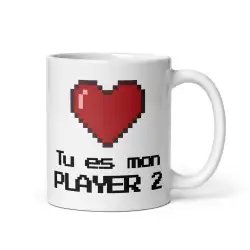 Mug "Mon Player 2" | Cadeau Couple Gamer Romantique (Rouge)