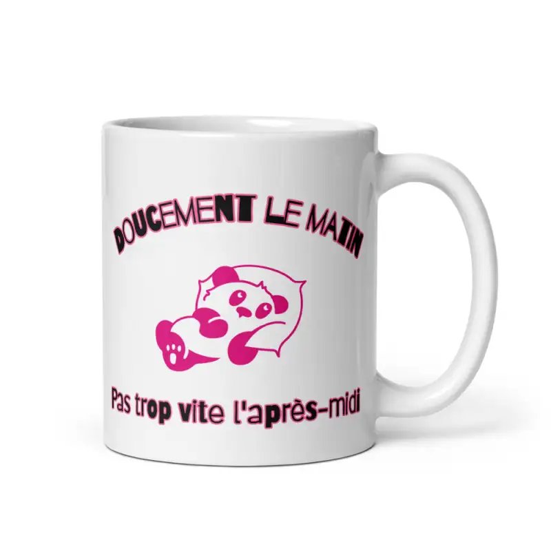 Mug "Doucement le matin" Panda | Version Rose Cocooning