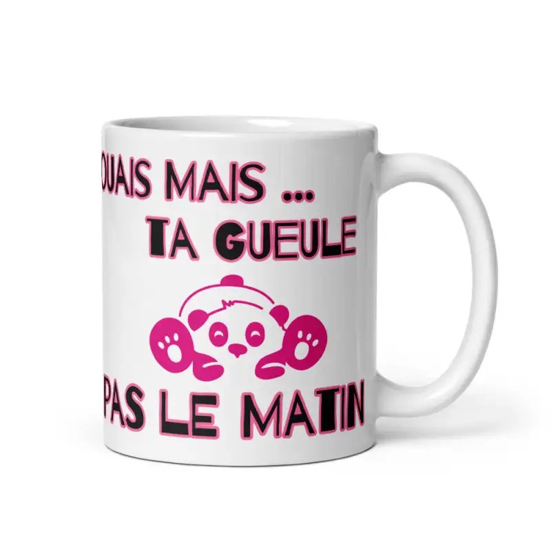 Mug "Pas le matin" Rose | Cadeau Femme Mignon & Drôle