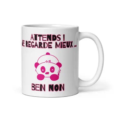 Mug "Attends je regarde..." Rose | Cadeau Humour Sarcastique