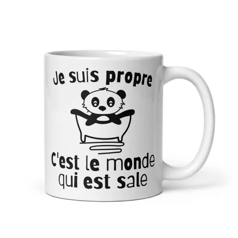 Mug Panda "Je suis propre..." | Cadeau Humour Philosophique