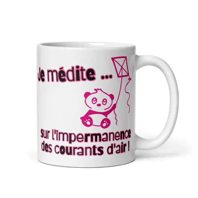 Mug Panda "Je médite..." | Cadeau Mignon & Rêveur Rose