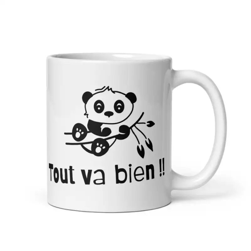 Mug Panda "Tout va bien" | Cadeau Humour Bureau & Stress