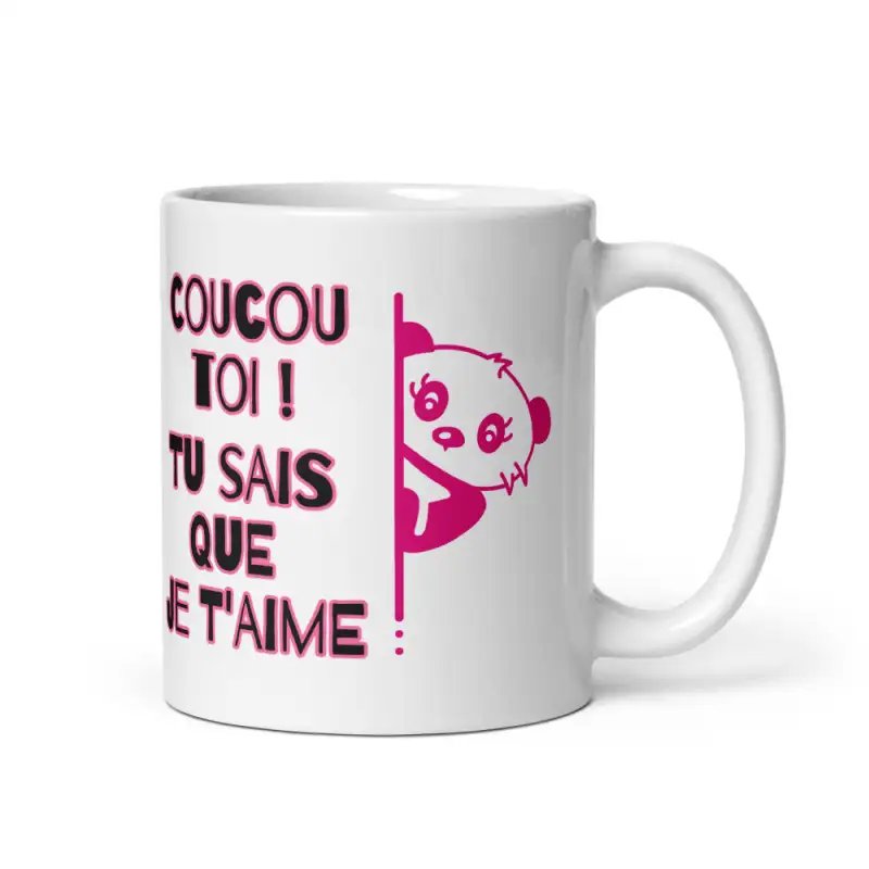 Mug Panda "Coucou toi, je t'aime" | Cadeau Romantique Rose