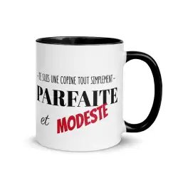 Mug "Copine Parfaite et Modeste" | Cadeau Humour Couple Femme