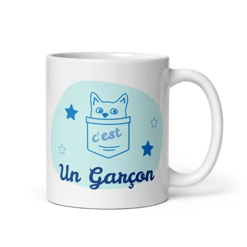 Mug Annonce Grossesse Garçon | Design Chat Mignon