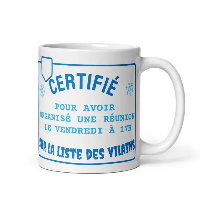 Mug Humour Bureau Noël | Vilain Réunion Vendredi 17h | E-kado