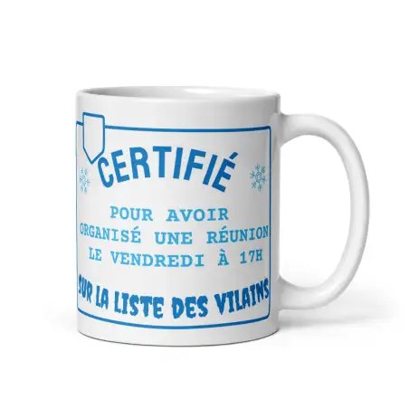 Mug Humour Bureau Noël | Vilain Réunion Vendredi 17h | E-kado