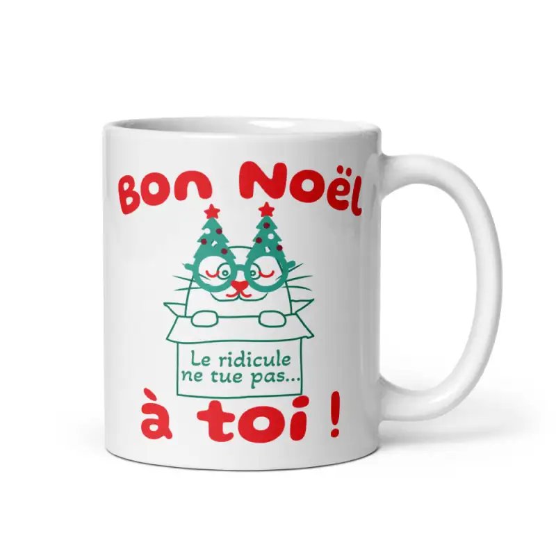 Mug Humour Noël Chat | Le Pull de Mamie | E-kado
