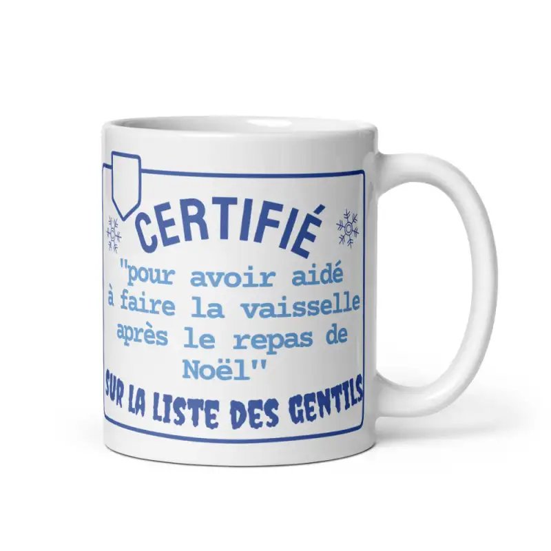 Mug Humour Noël | Gentil Fait la Vaisselle | E-kado