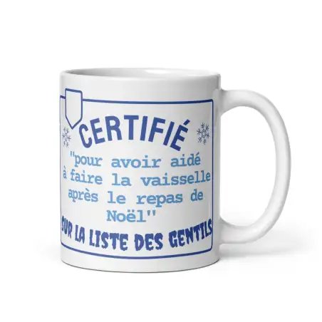 Mug Humour Noël | Gentil Fait la Vaisselle | E-kado