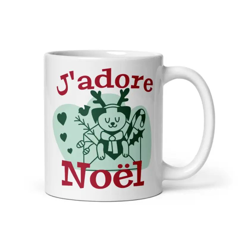 Mug Chien de Noël Mignon | J'adore Noël | E-kado