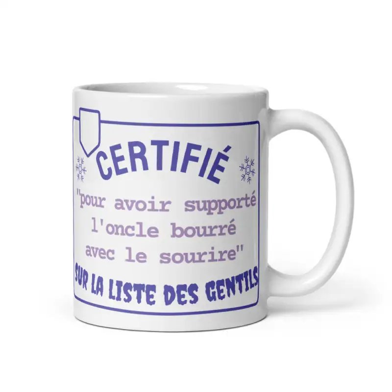 Mug Humour Noël | Gentil Supporte Oncle Bourré | E-kado